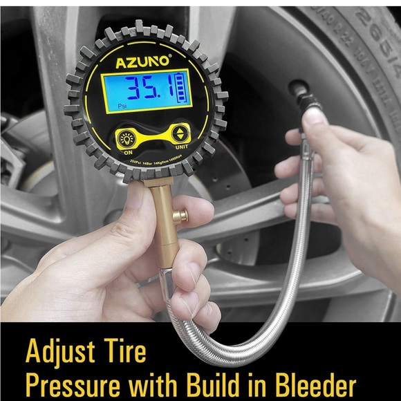 Digital Tire🛞Pressure Gauge w 12''Steel Hose -150 PSI- for Car🚗 &  Bike🚲 - Picture 6 of 8
